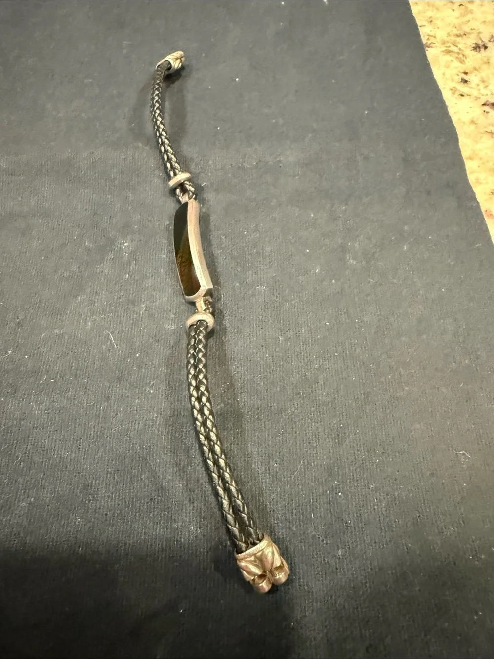 David Yurman Men's Exotic Stone Leather Bracelet Onyx